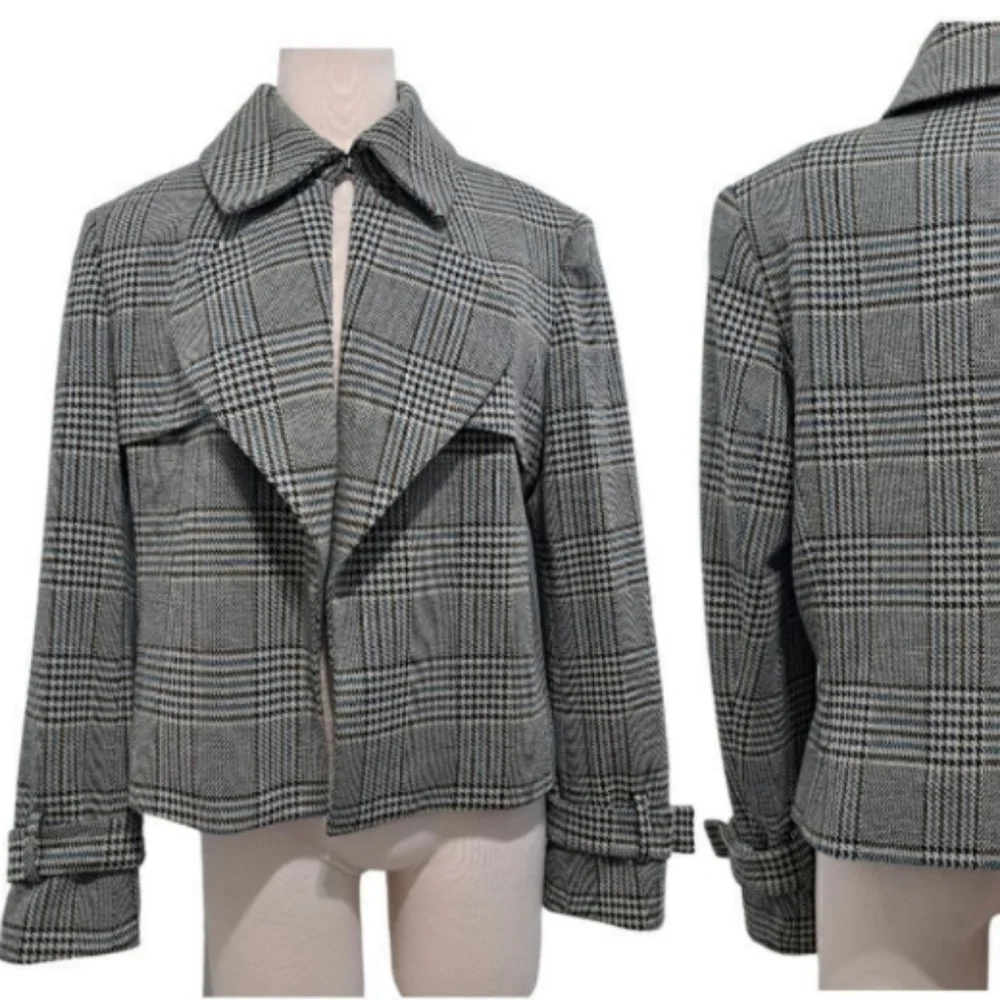 Anne Klein Open Front Houndstooth Blazer Jacket, Sz 14 - Picture 3 of 11